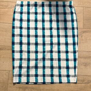 Jules & Leopold Blue and White Checkered Pencil Skirt XL